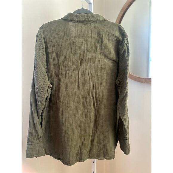Social Standard by Sanctuary Gauze Button Down Shirt Olive Green Size XL - Picture 2 of 3